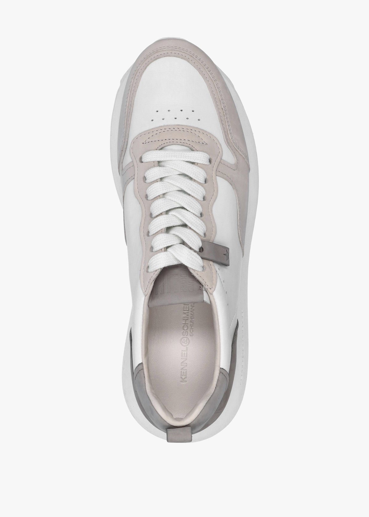 Pitch Neutral White & Grey Leather Trainers