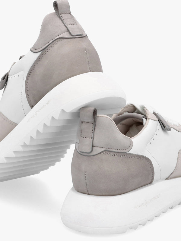 Pitch Neutral White & Grey Leather Trainers