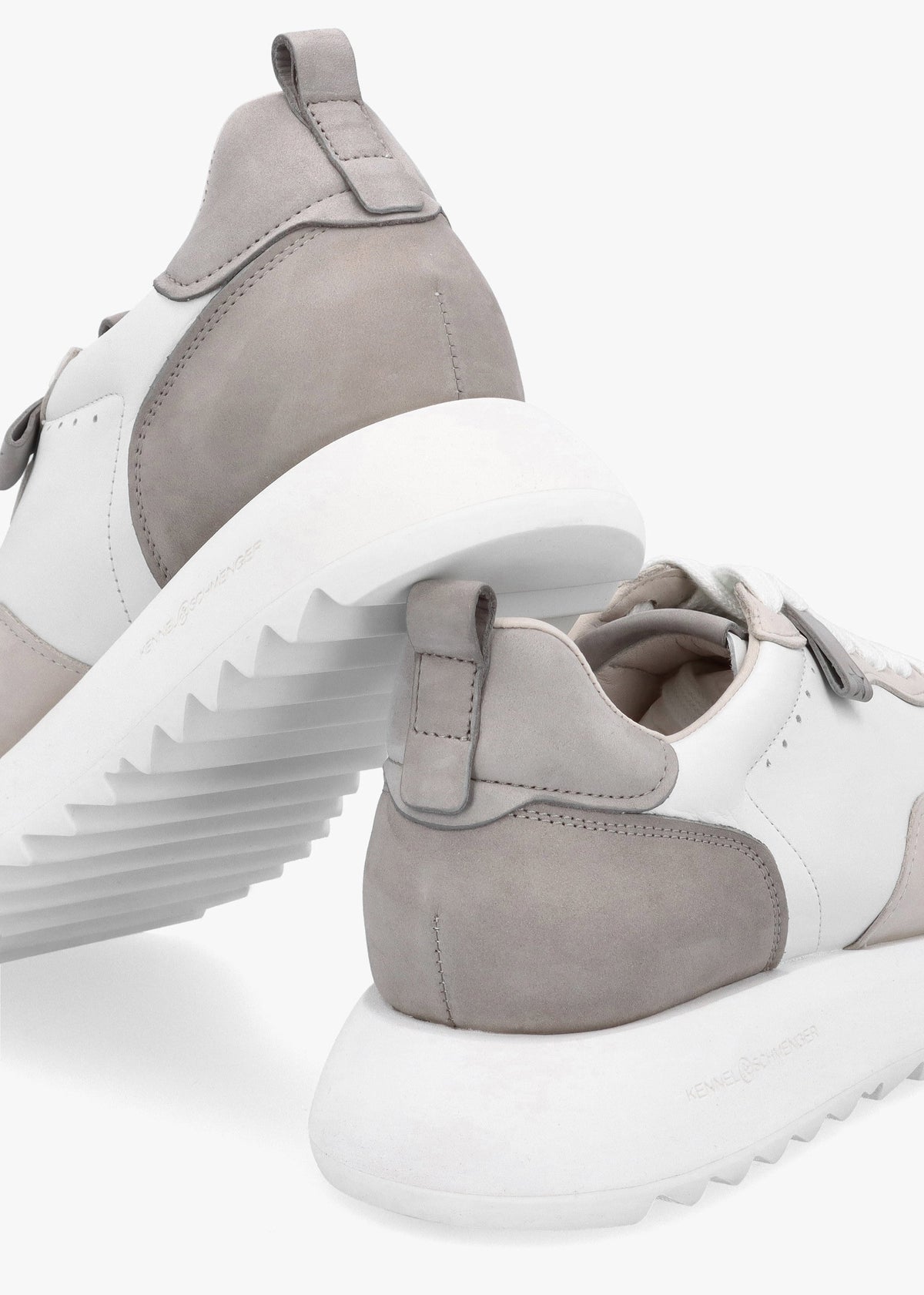 Pitch Neutral White & Grey Leather Trainers