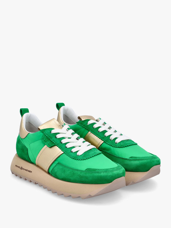 Pitch Pop Green Suede Trainers