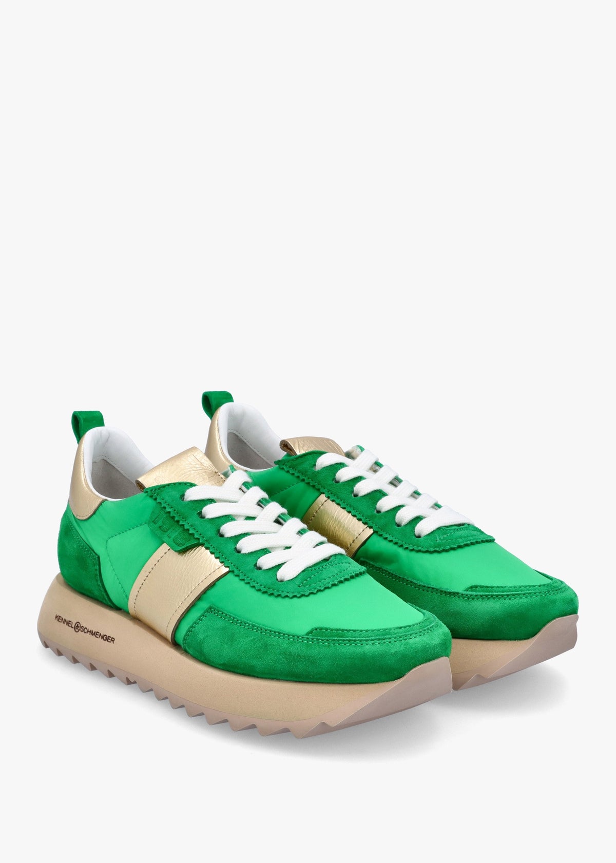 Pitch Pop Green Suede Trainers