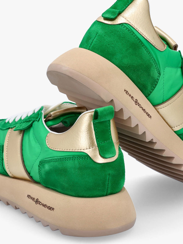 Pitch Pop Green Suede Trainers