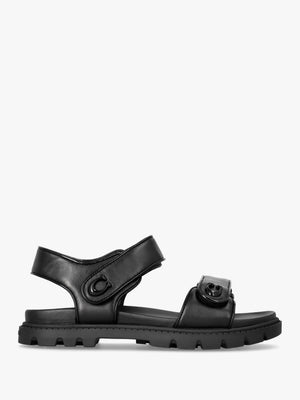 Brynn Black Leather Chunky Sandals
