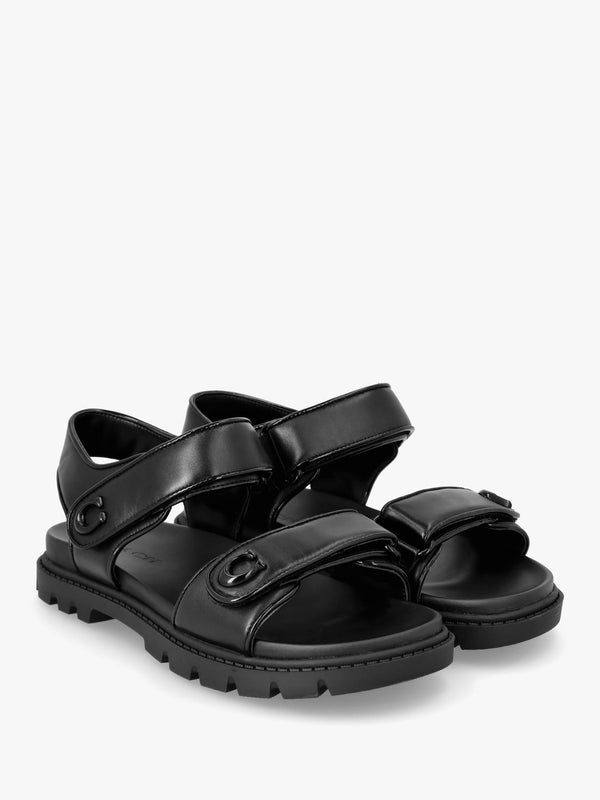 Brynn Black Leather Chunky Sandals
