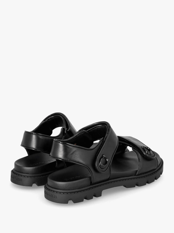 Brynn Black Leather Chunky Sandals