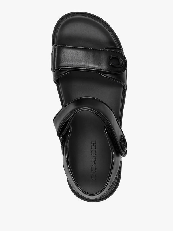 Brynn Black Leather Chunky Sandals
