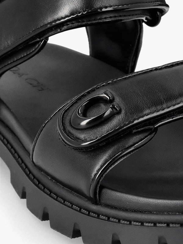 Brynn Black Leather Chunky Sandals