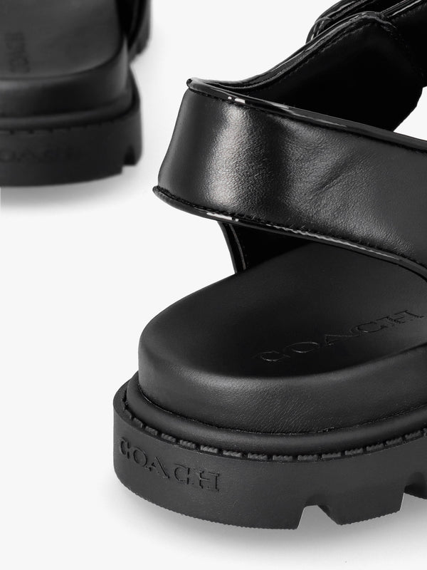 Brynn Black Leather Chunky Sandals