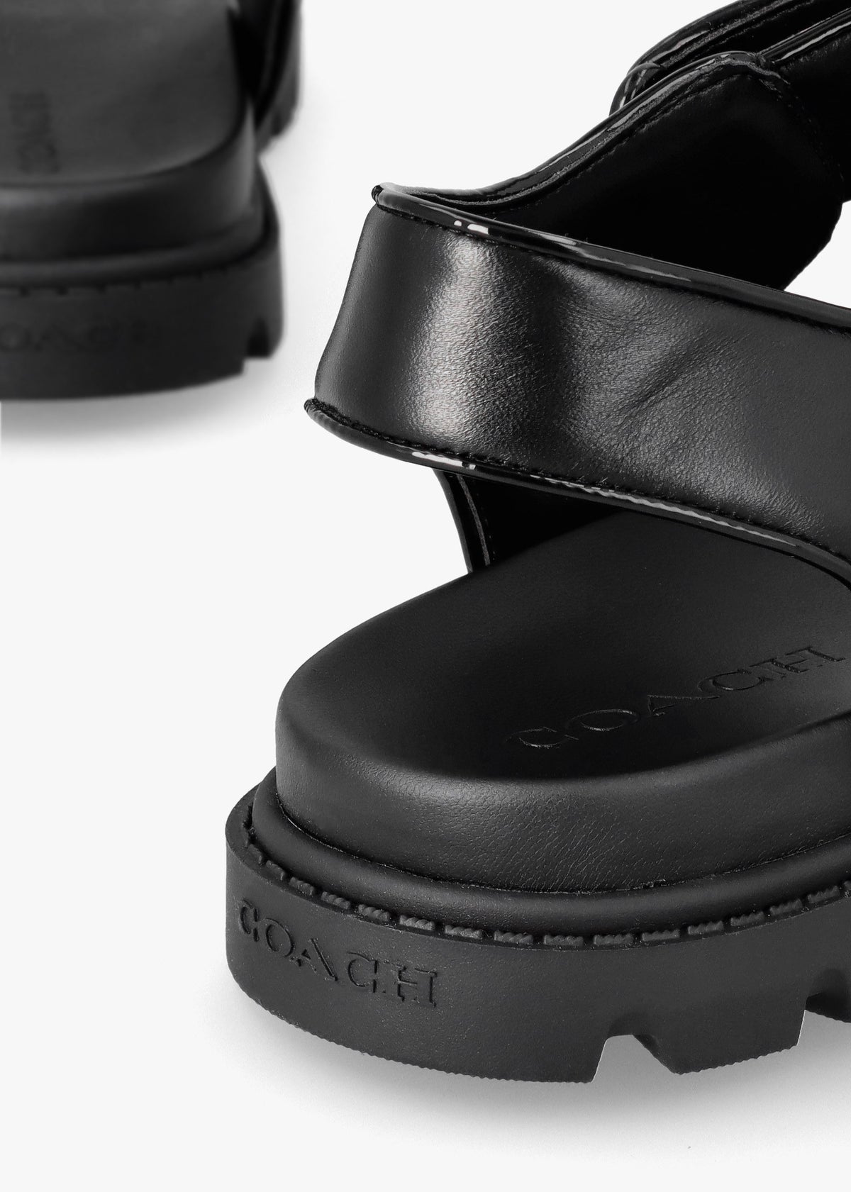 Brynn Black Leather Chunky Sandals