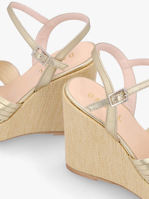 Wejavery Gold Leather Wedge Sandals