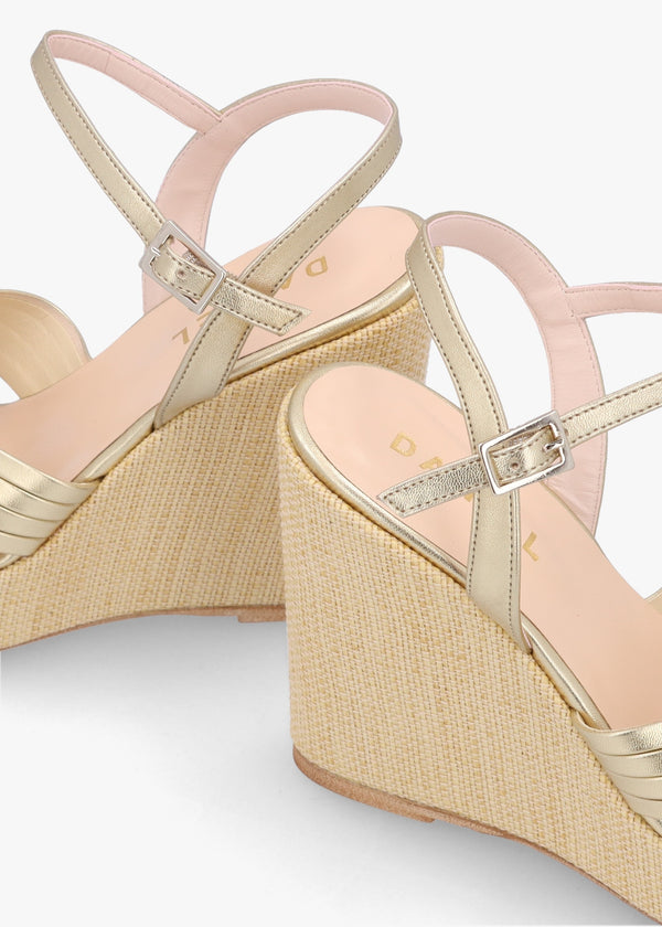 Wejavery Gold Leather Wedge Sandals