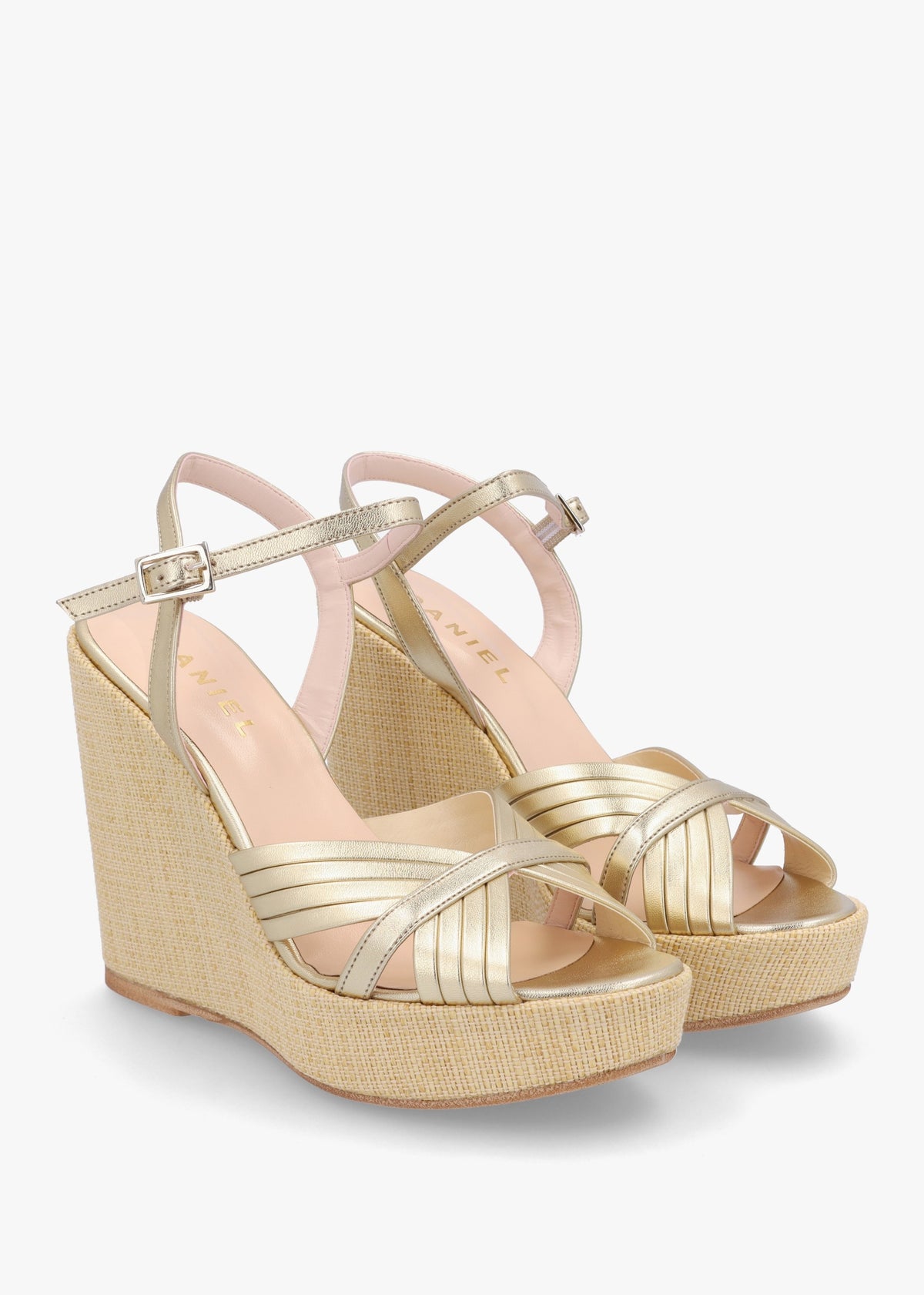 Wejavery Gold Leather Wedge Sandals