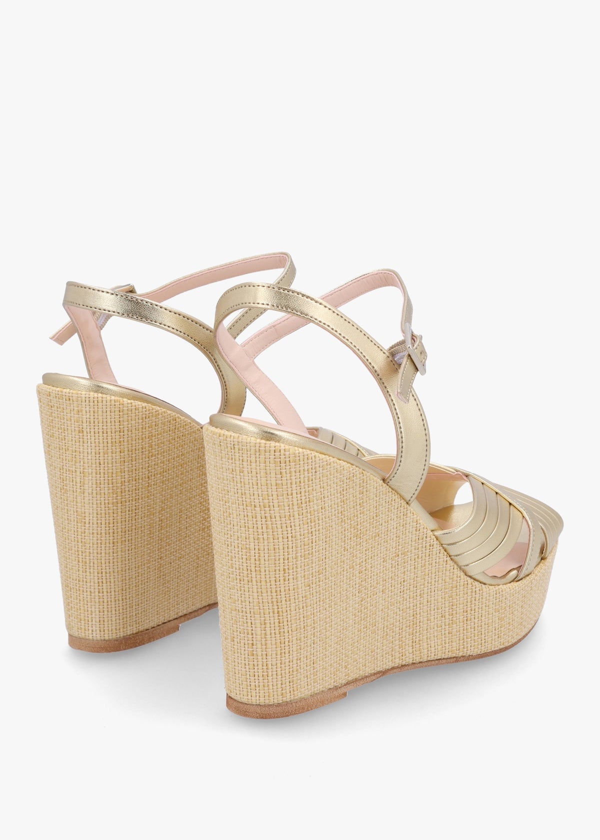 Wejavery Gold Leather Wedge Sandals