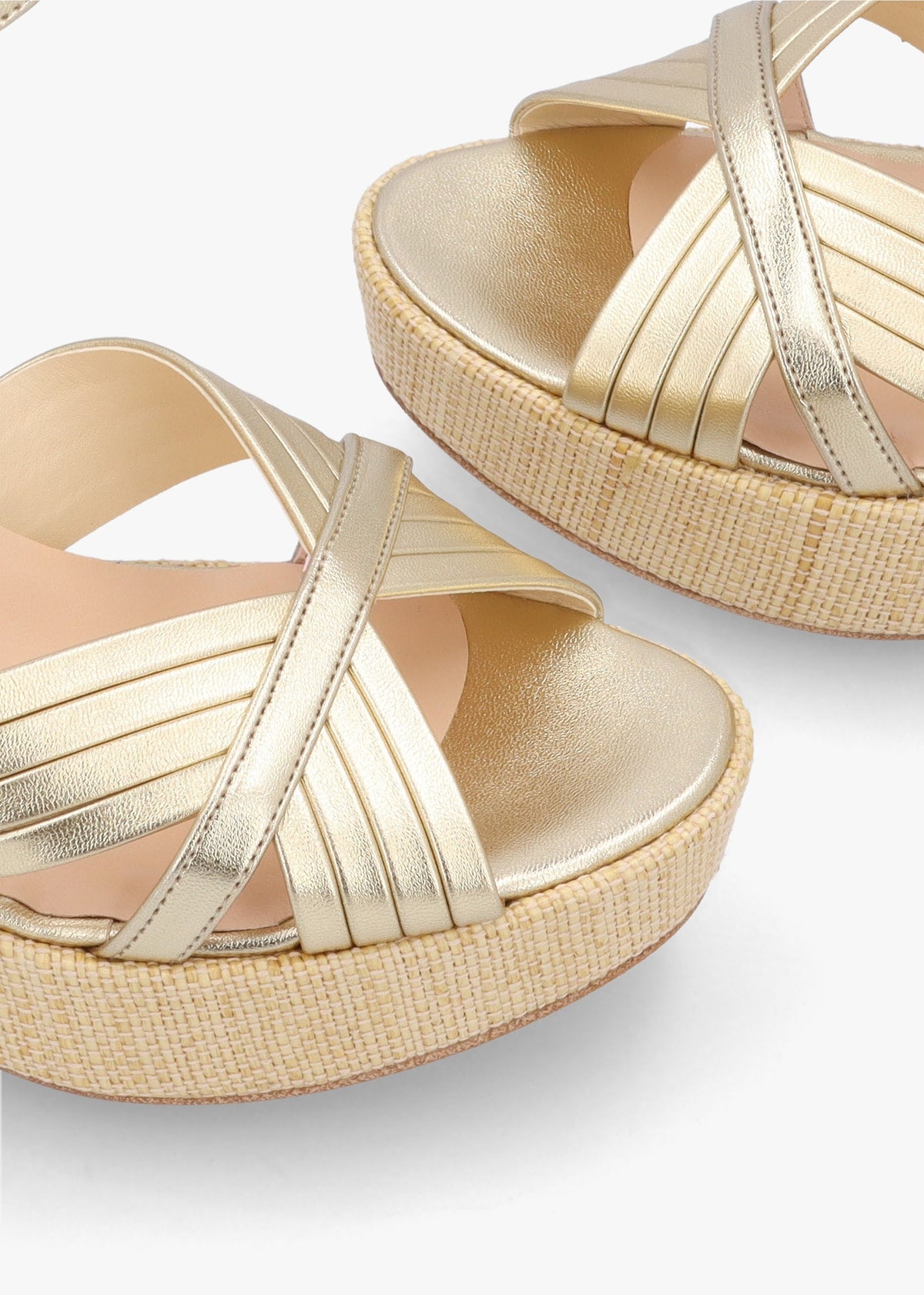 Wejavery Gold Leather Wedge Sandals