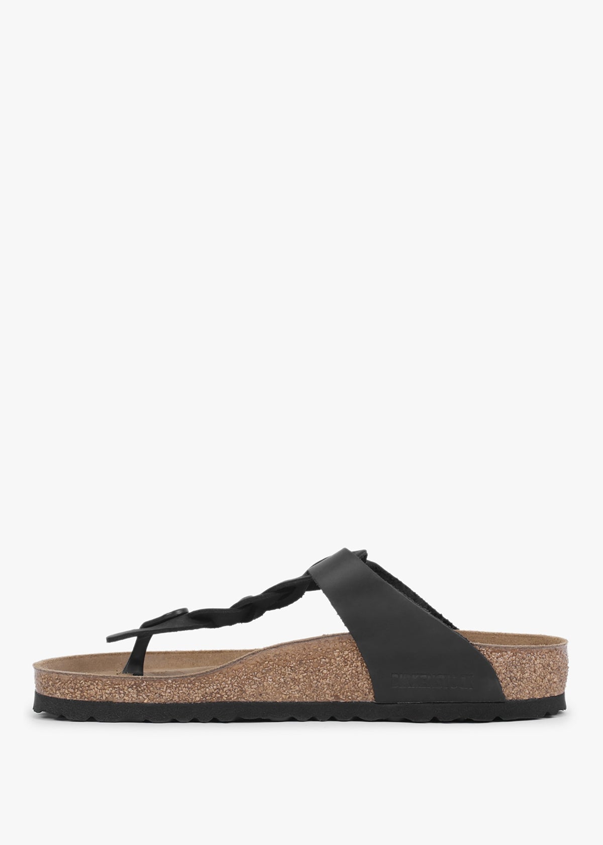 Gizeh Braided Regular Black Oiled Leather Toe Post Sandals