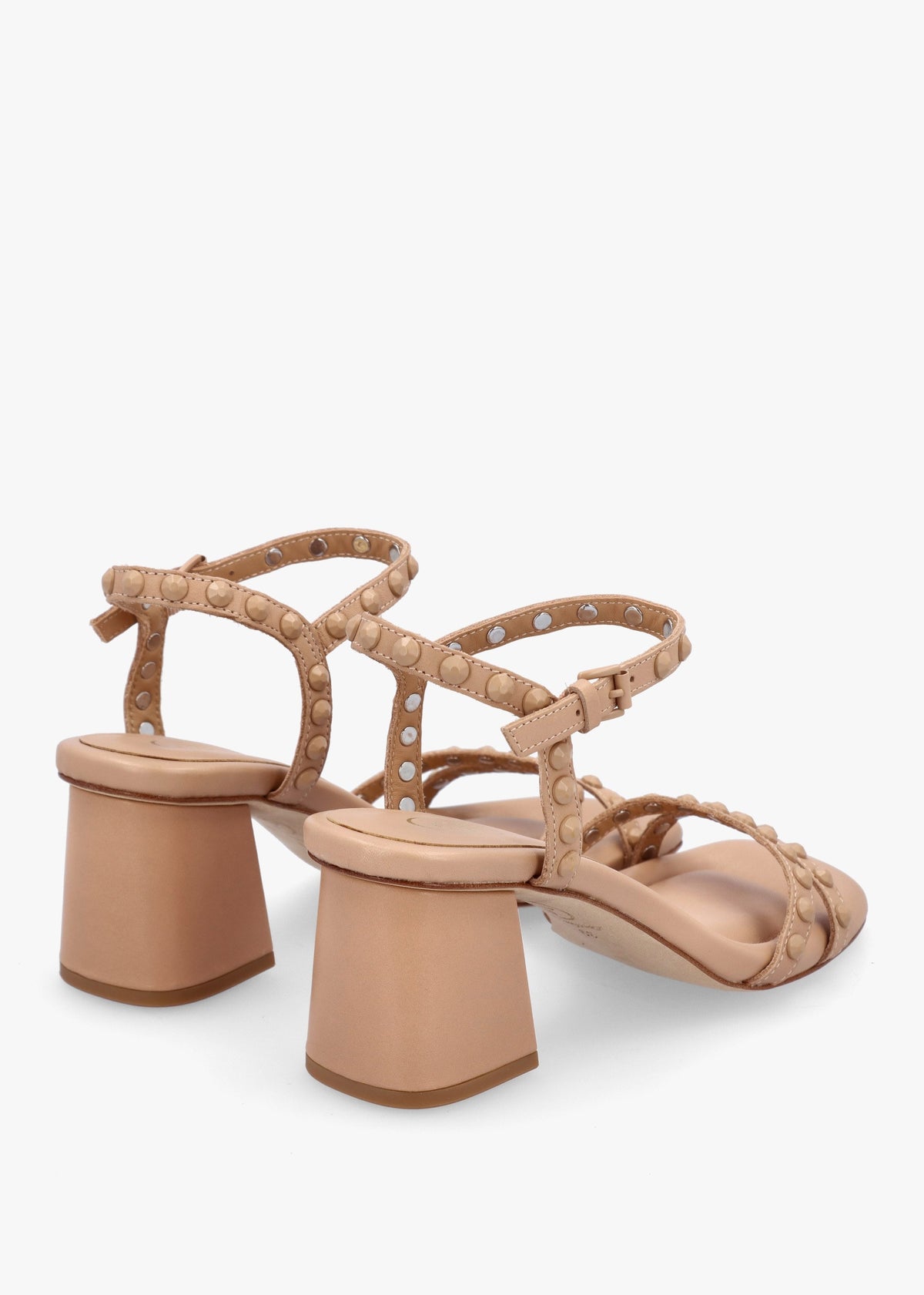 Jody Bis Skin Leather Studded Block Heel Sandals