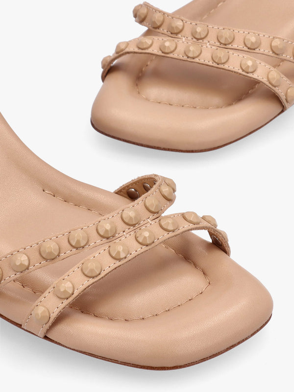 Jody Bis Skin Leather Studded Block Heel Sandals
