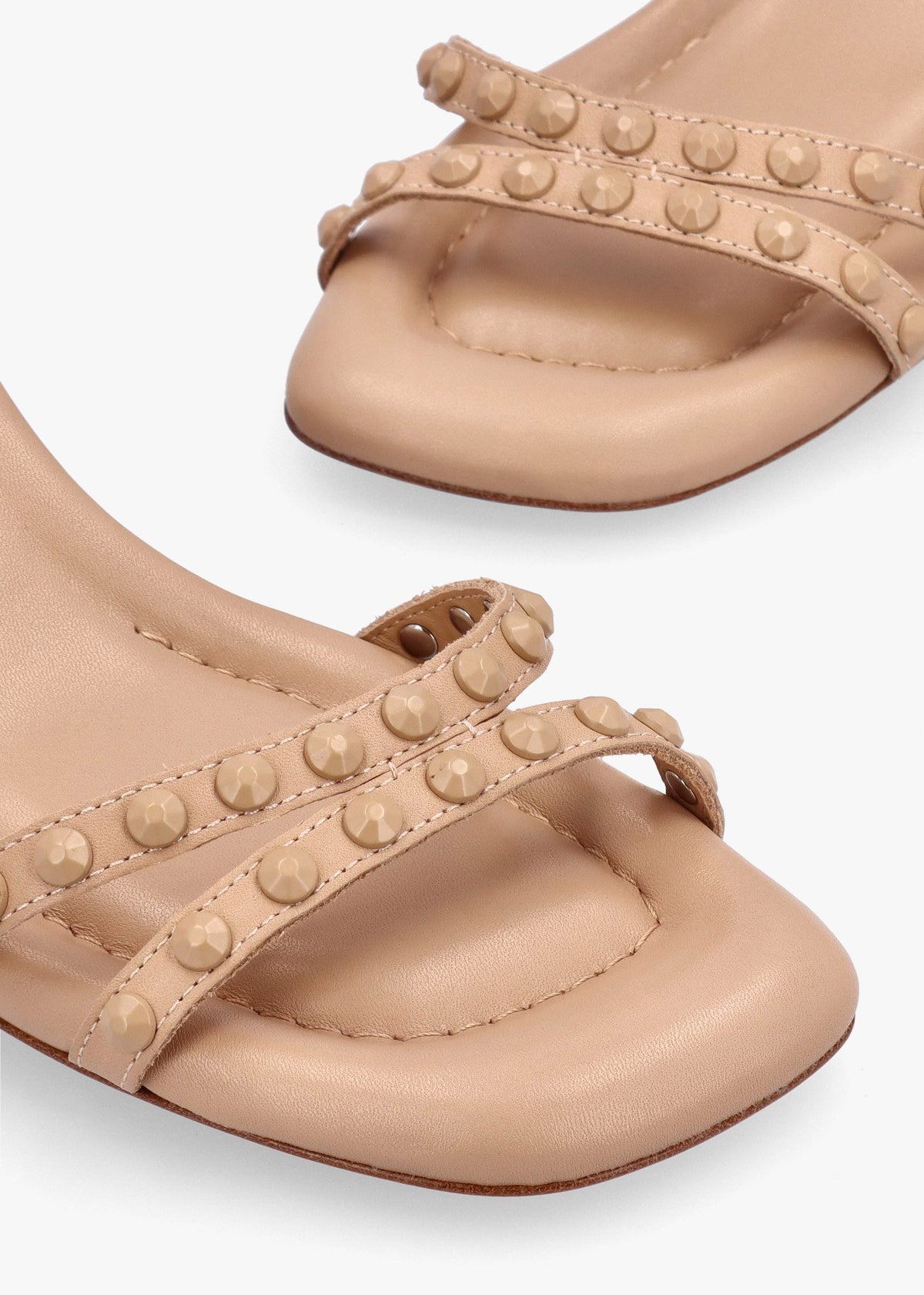 Jody Bis Skin Leather Studded Block Heel Sandals
