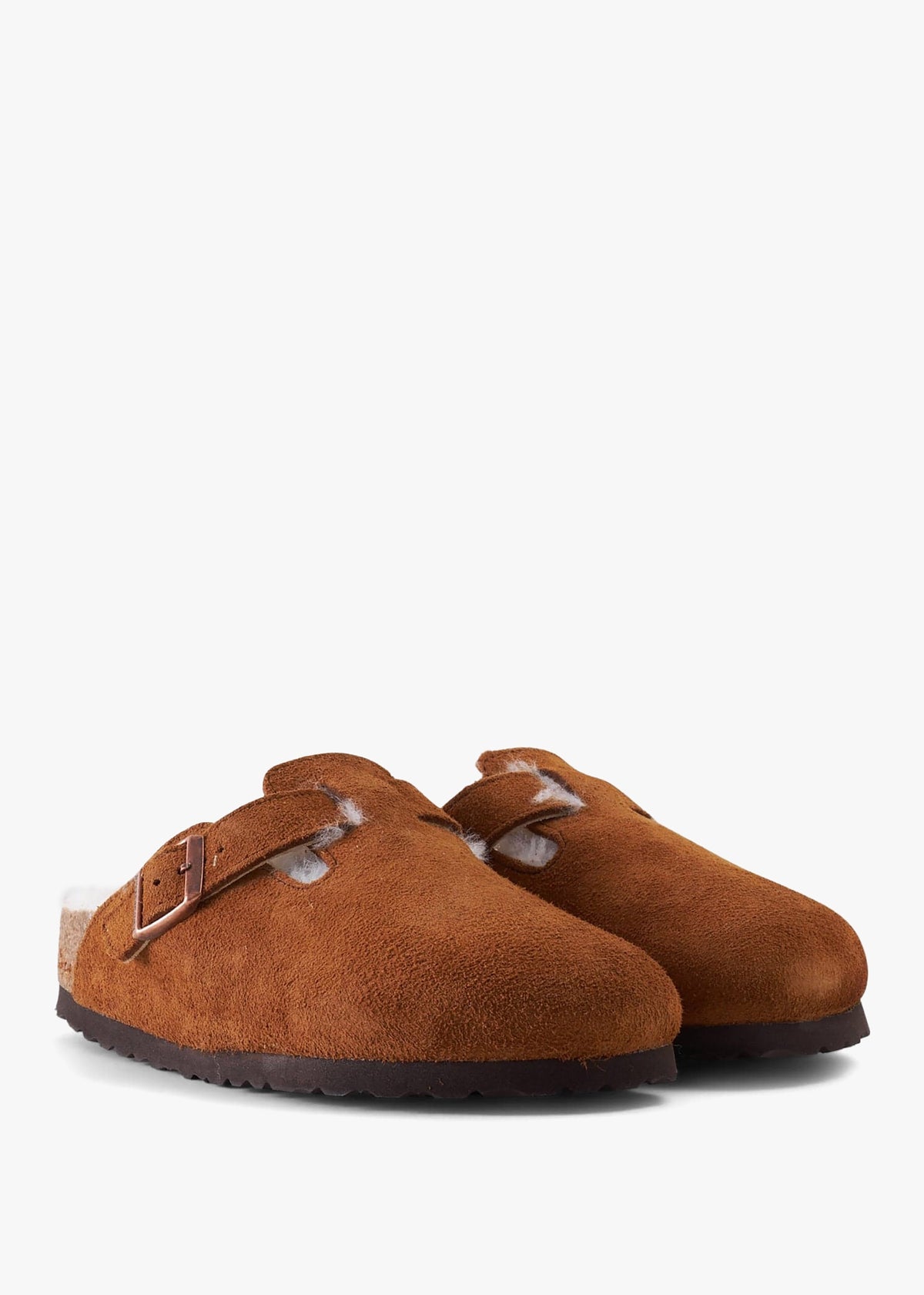 Boston Shearling Tan Suede Clogs