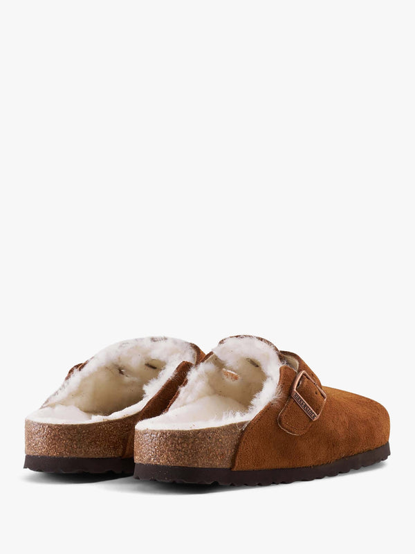 Boston Shearling Tan Suede Clogs