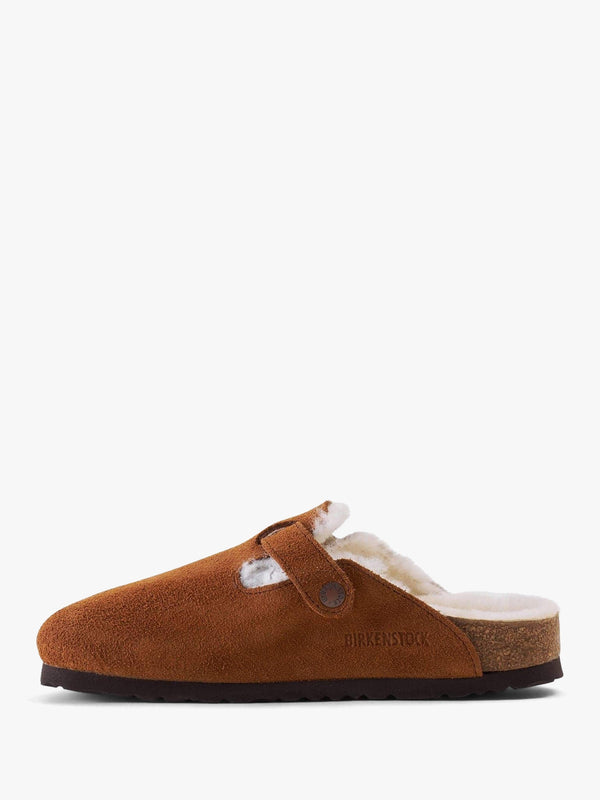 Boston Shearling Tan Suede Clogs