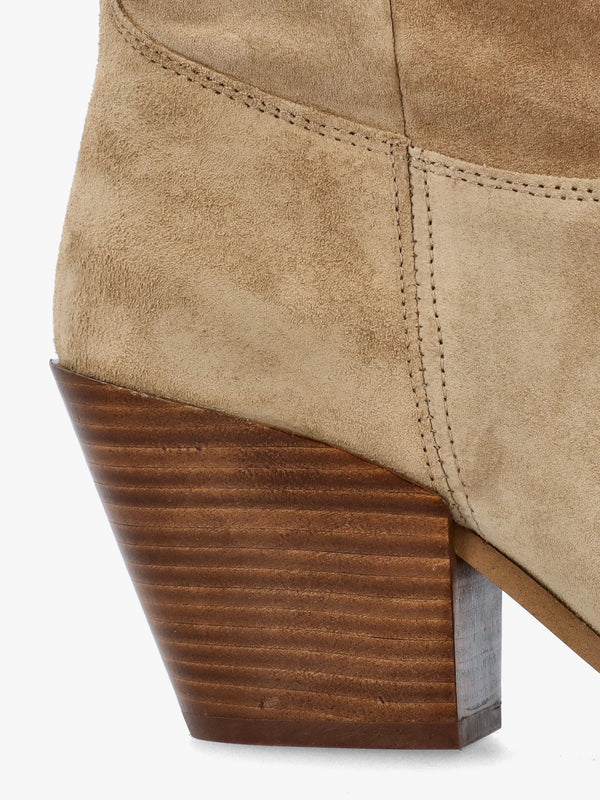 Bloomfield Beige Suede Stacked Heel Western Knee Boots