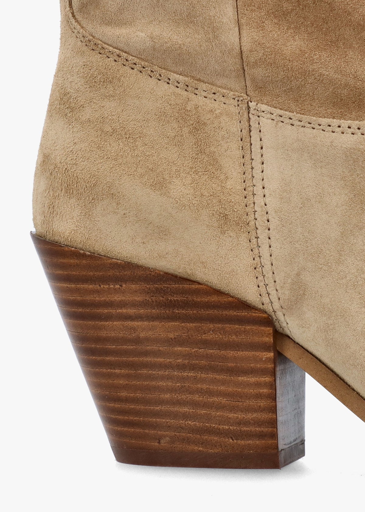Bloomfield Beige Suede Stacked Heel Western Knee Boots
