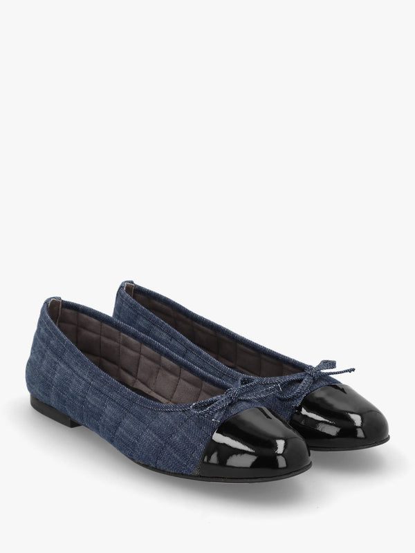 Joy Navy Quilted Ballet Pumps