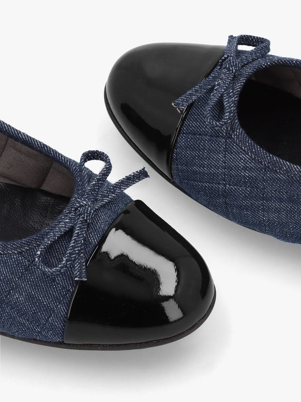 Joy Navy Quilted Ballet Pumps