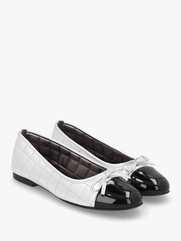 Joy Silver Leather Quilted Ballet Pumps