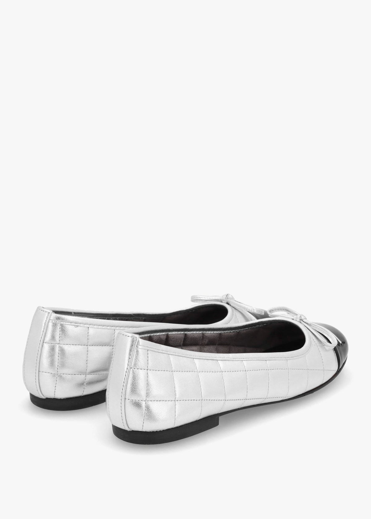 Joy Silver Leather Quilted Ballet Pumps