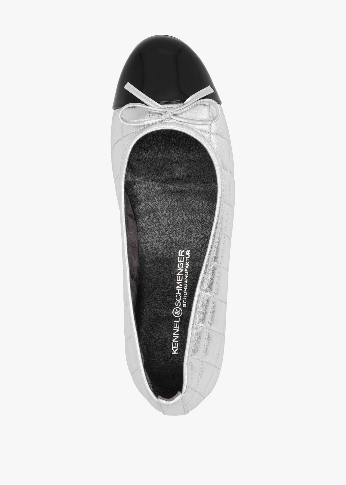 Joy Silver Leather Quilted Ballet Pumps