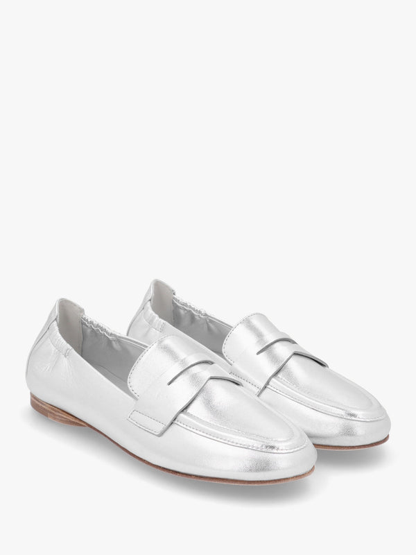 Billy Silver Metallic Leather Loafers