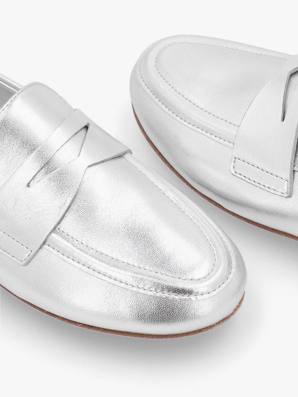Billy Silver Metallic Leather Loafers