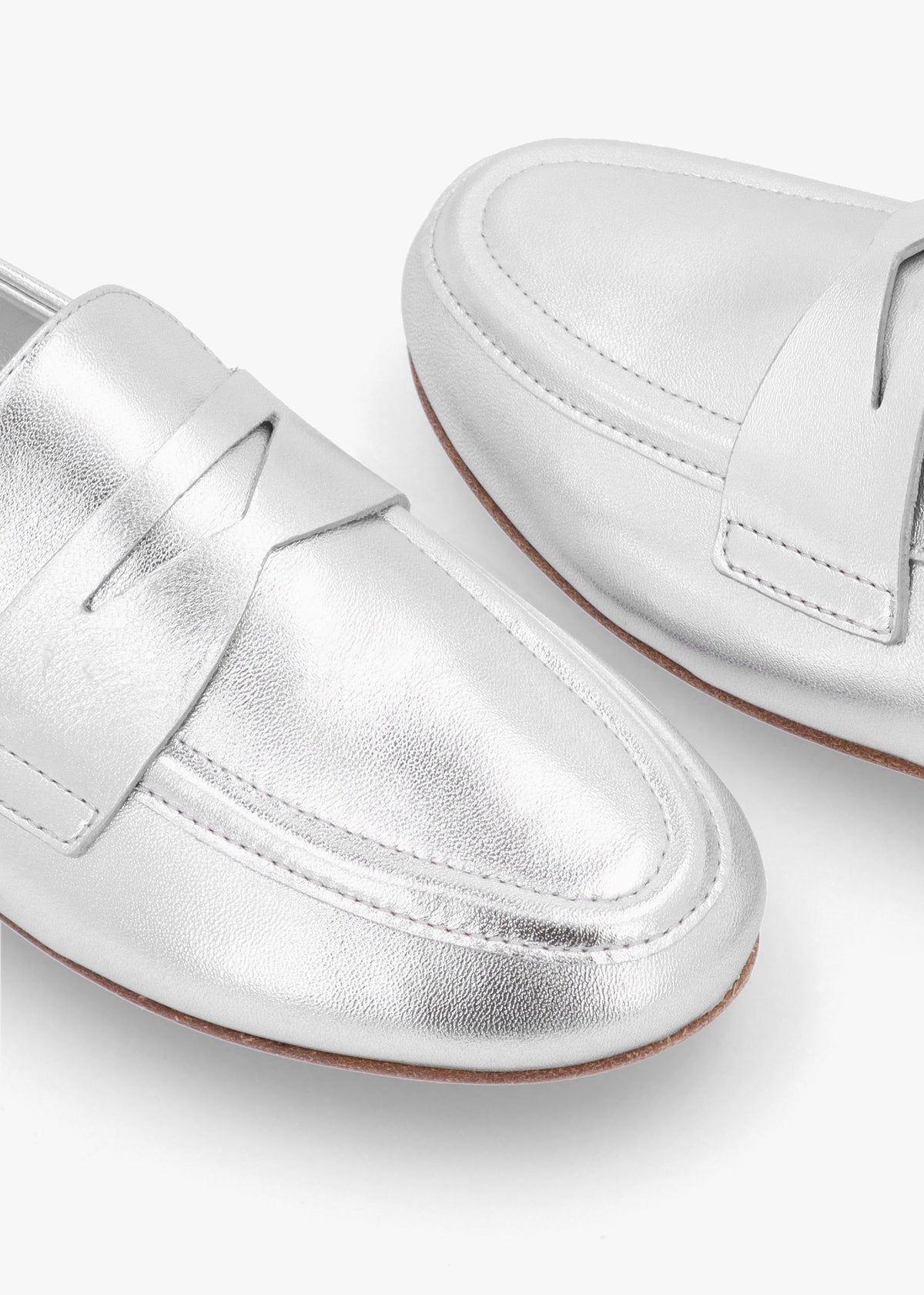 Billy Silver Metallic Leather Loafers
