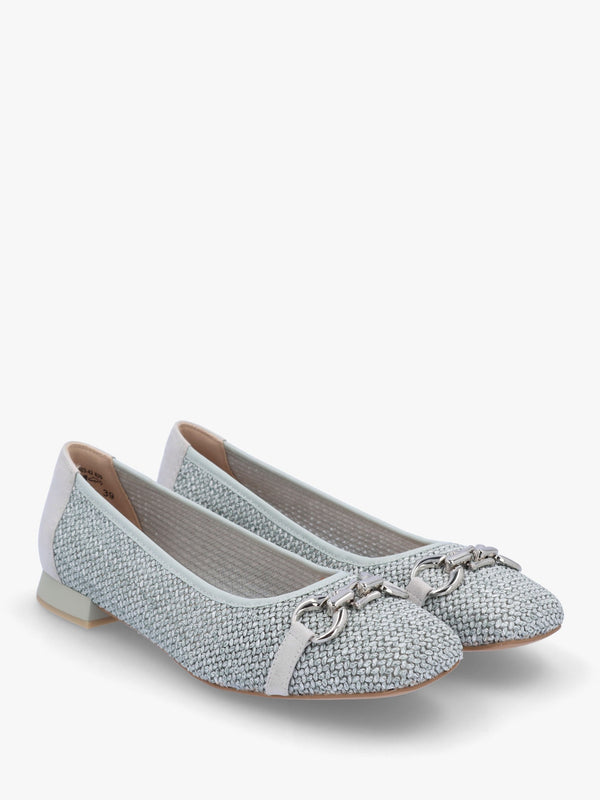 Ashton Light Blue Woven Ballet Pumps