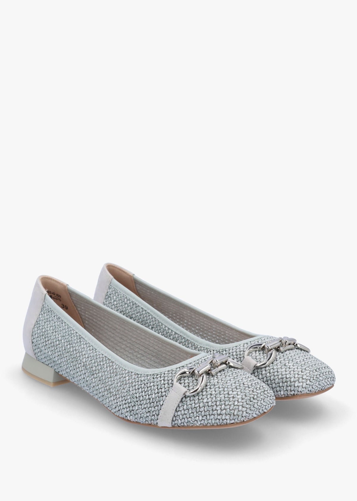 Ashton Light Blue Woven Ballet Pumps
