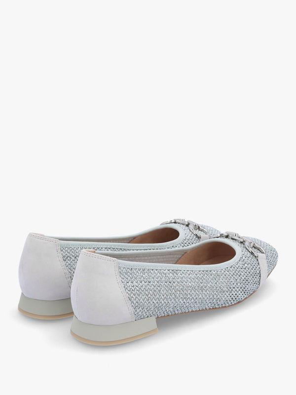 Ashton Light Blue Woven Ballet Pumps