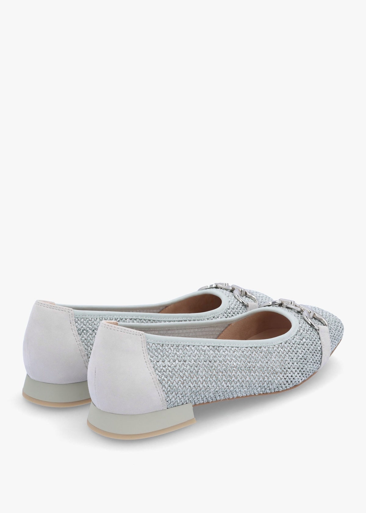 Ashton Light Blue Woven Ballet Pumps