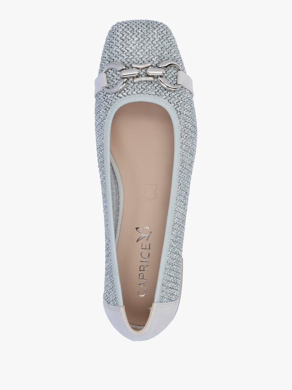 Ashton Light Blue Woven Ballet Pumps