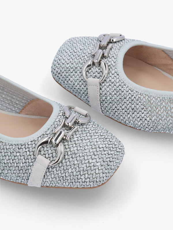 Ashton Light Blue Woven Ballet Pumps