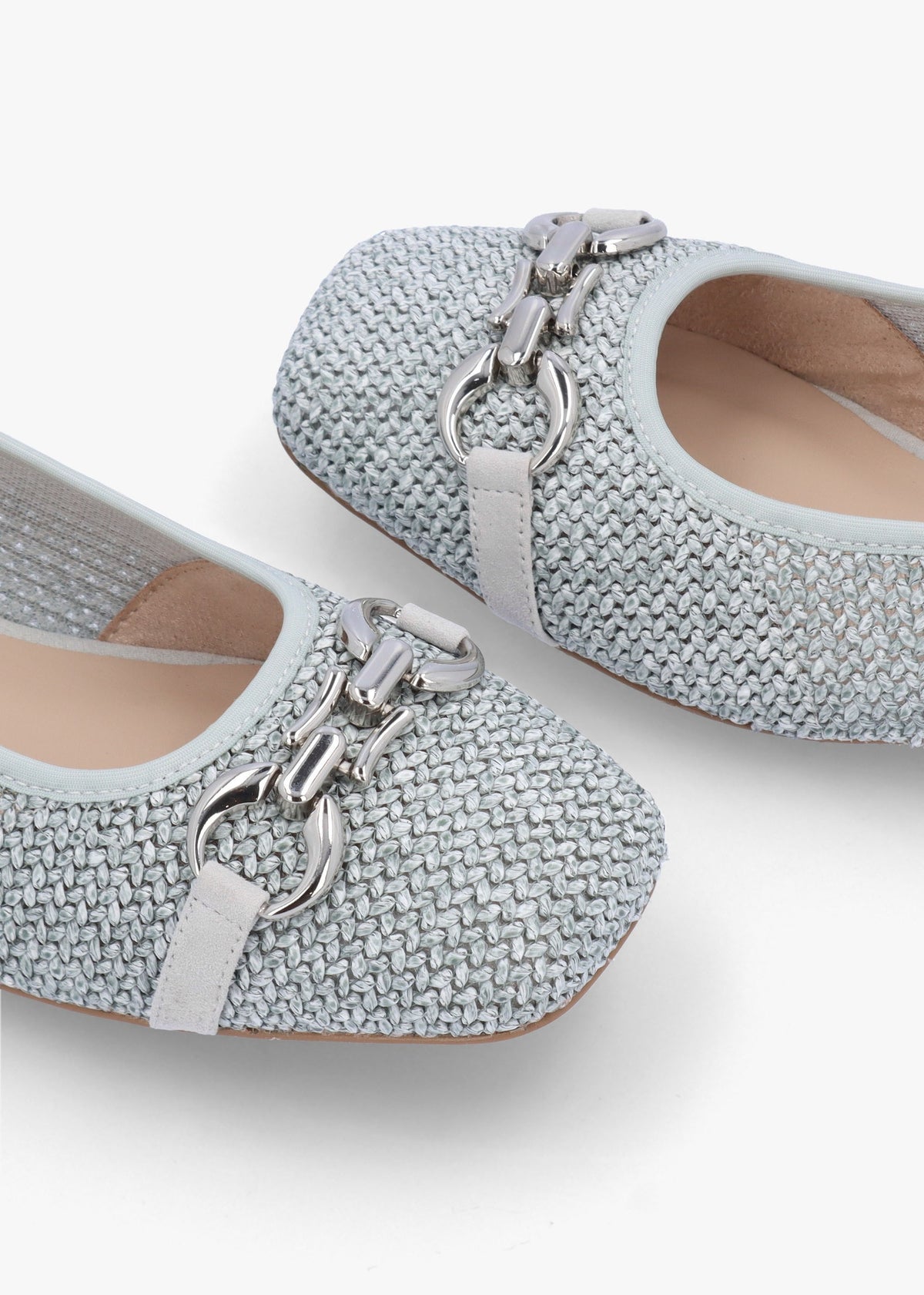 Ashton Light Blue Woven Ballet Pumps