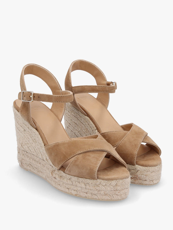 Blaudell Tan Suede High Wedge Espadrille Sandals
