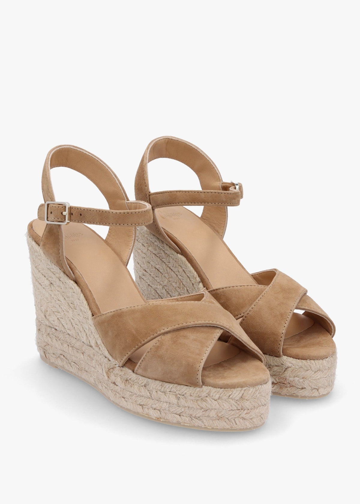 Blaudell Tan Suede High Wedge Espadrille Sandals