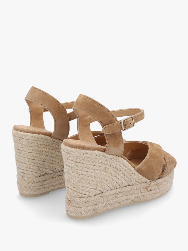 Blaudell Tan Suede High Wedge Espadrille Sandals