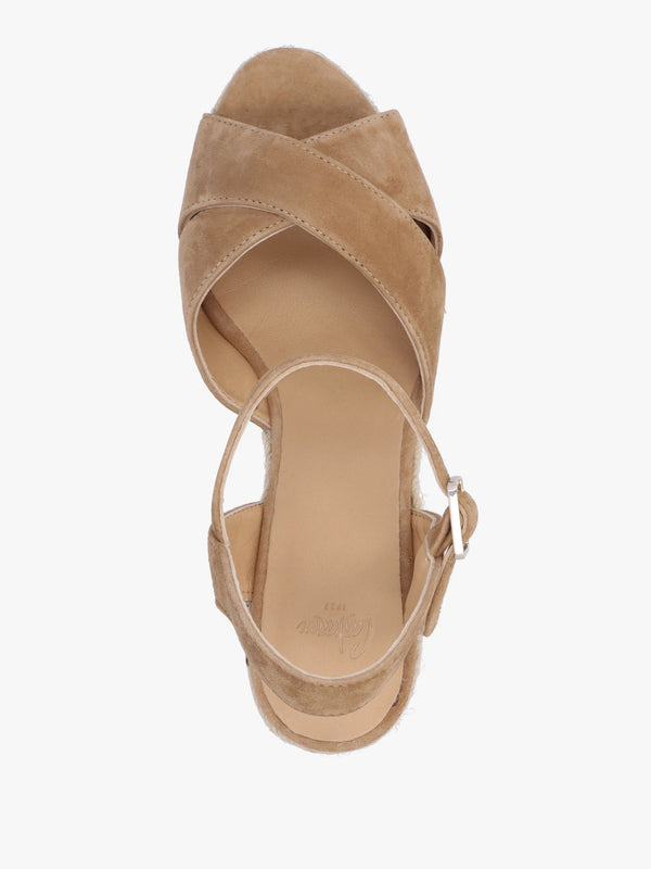 Blaudell Tan Suede High Wedge Espadrille Sandals
