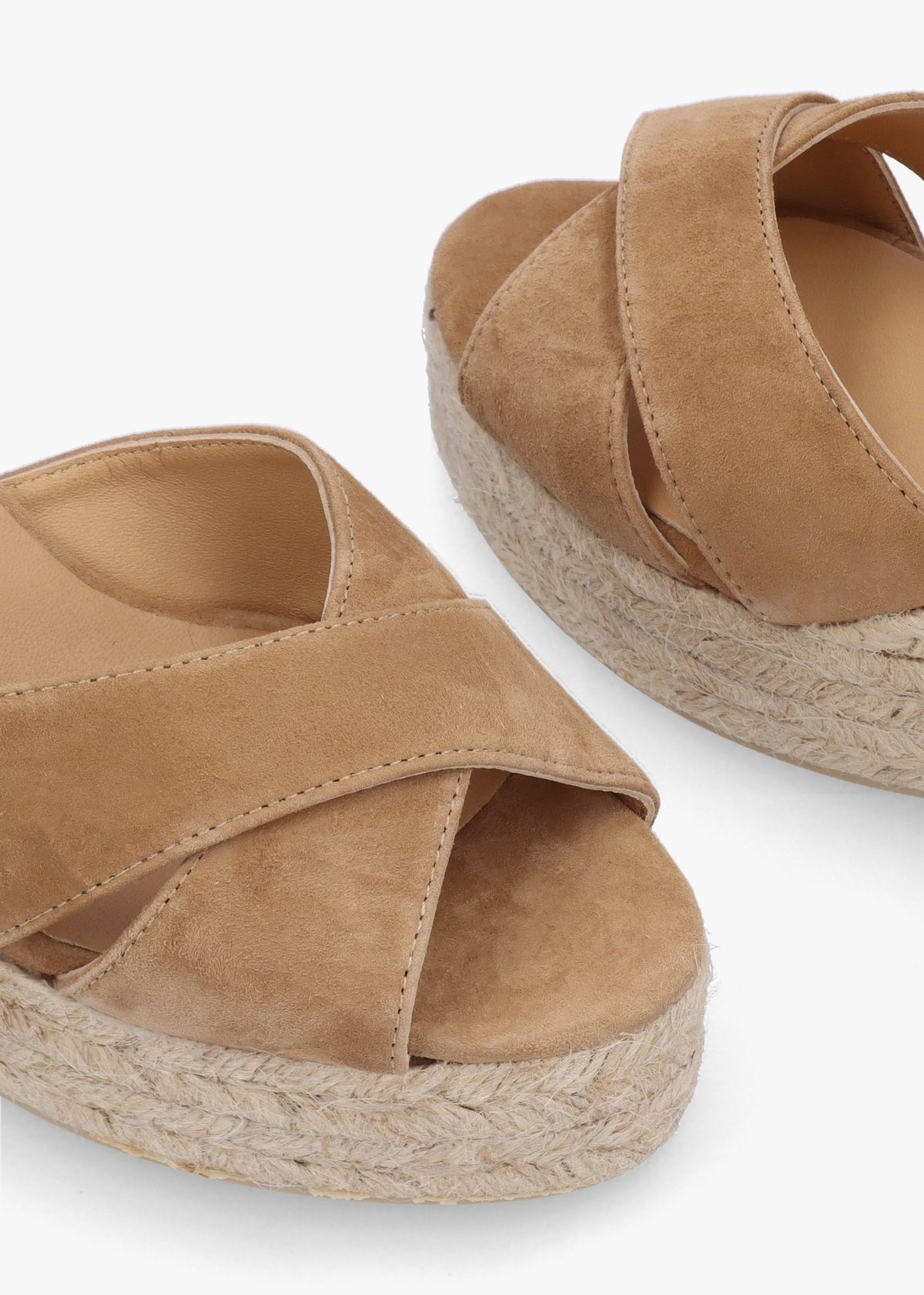 Blaudell Tan Suede High Wedge Espadrille Sandals