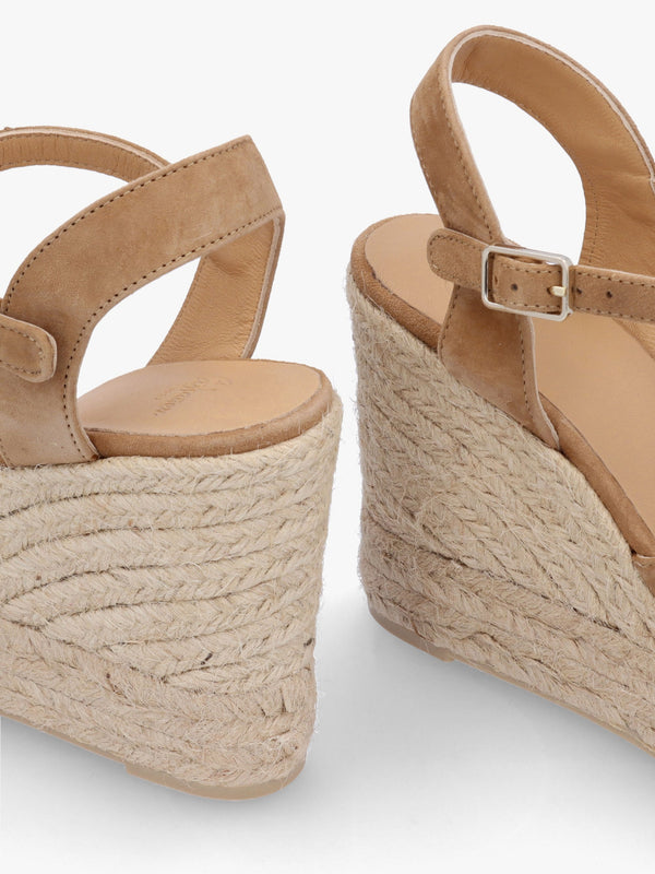 Blaudell Tan Suede High Wedge Espadrille Sandals