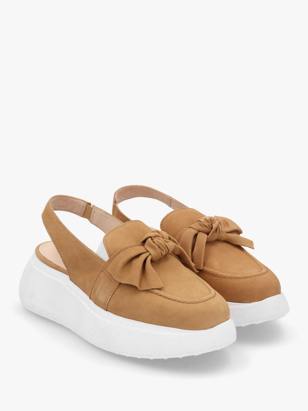 Tokio Tan Suede Sling Back Chunky Sandals