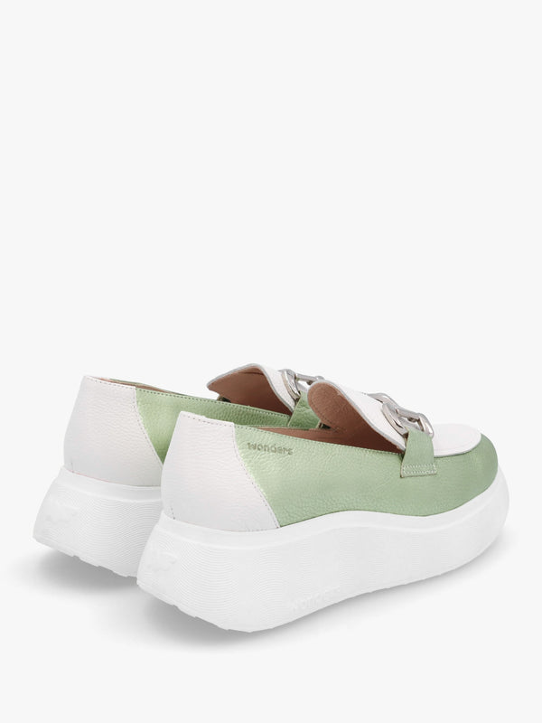 Montreal Green Metallic & White Chunky Loafers